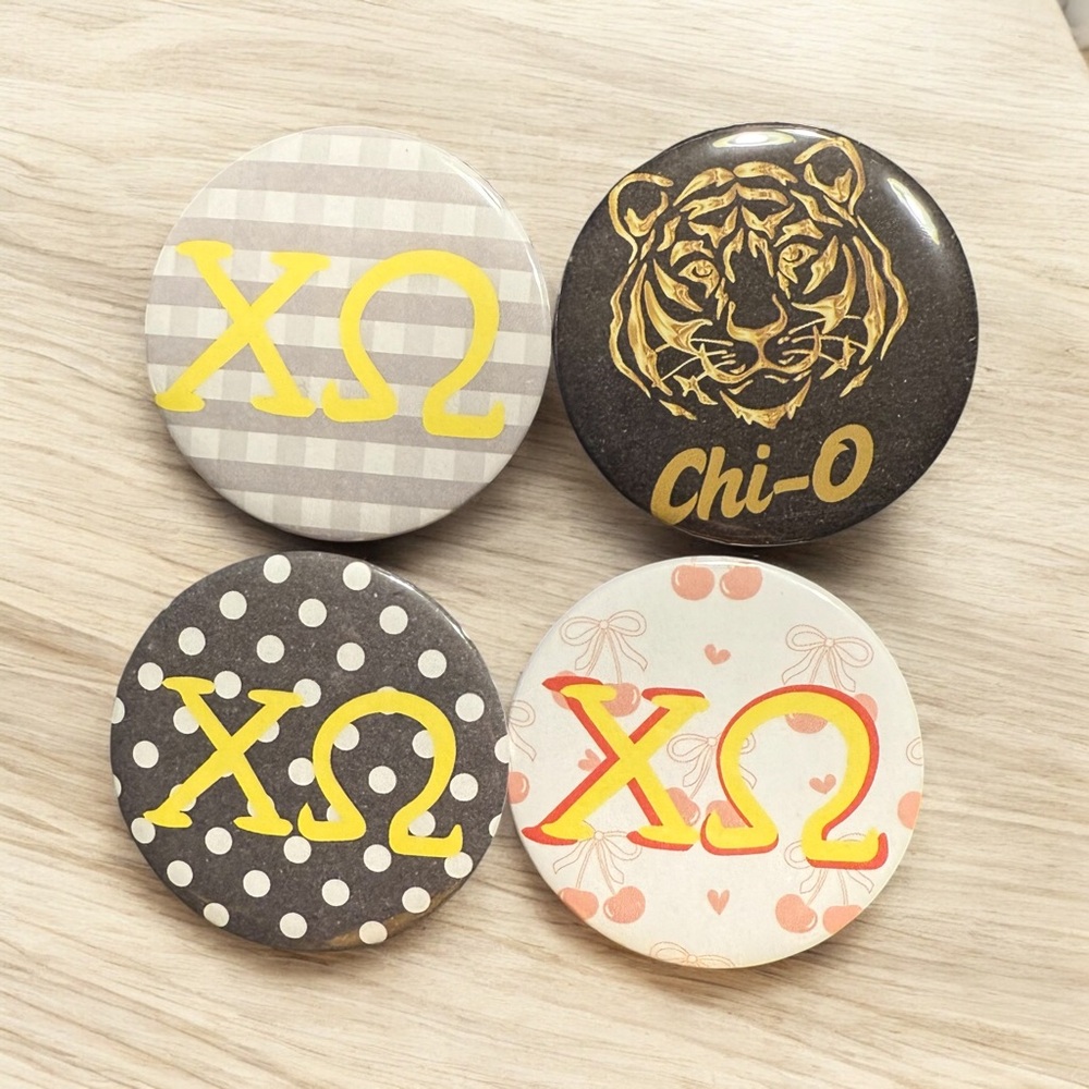 Chi Omega Sorority Button Set - 5 buttons included Game Day Football Basketball